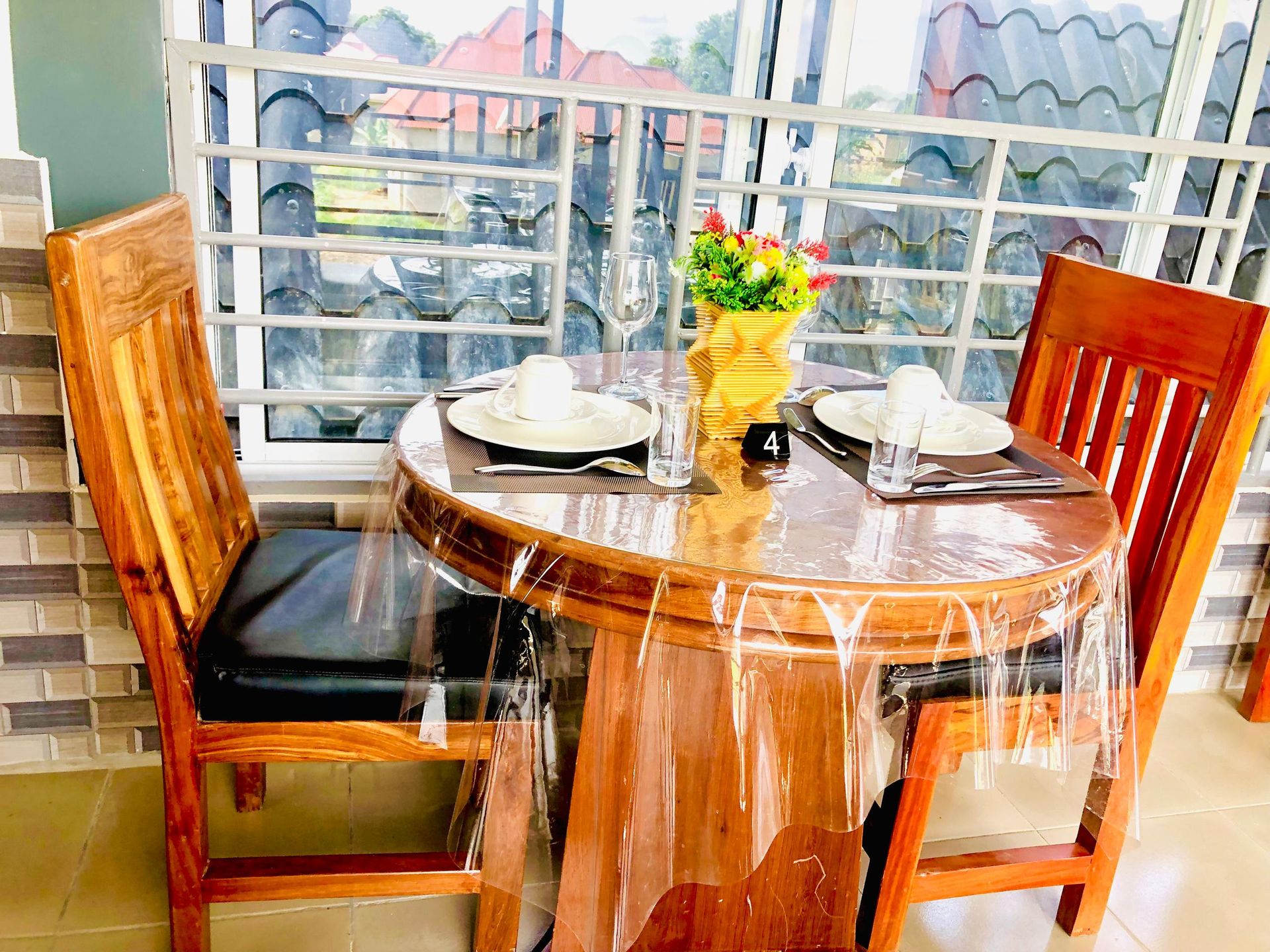 Table set beside the window
